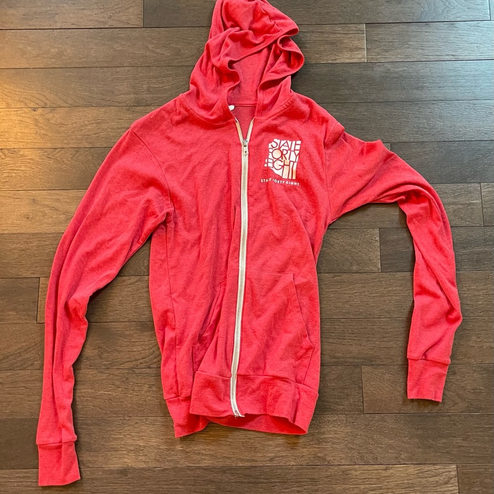 AZ STATE 48: Unisex, REd, Size Small, Zip up light weight, hoodie jacket